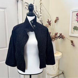 Express silver windowpane zipper snap prom shrug black turtleneck coat jacket